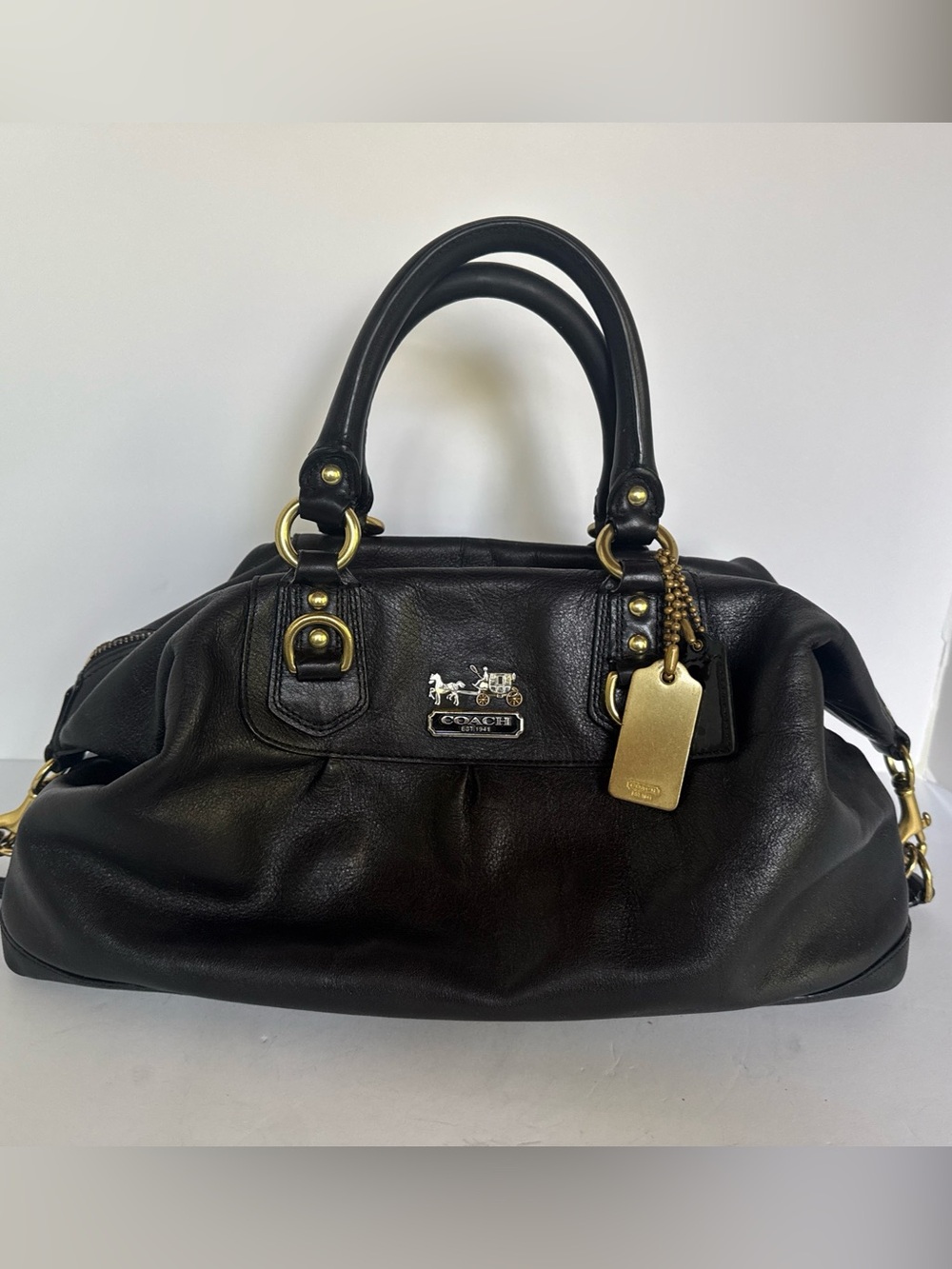Coach Madison Large Sabrina 12949 Black Leather Gold Handbag Purple Y2K 2008 Bag